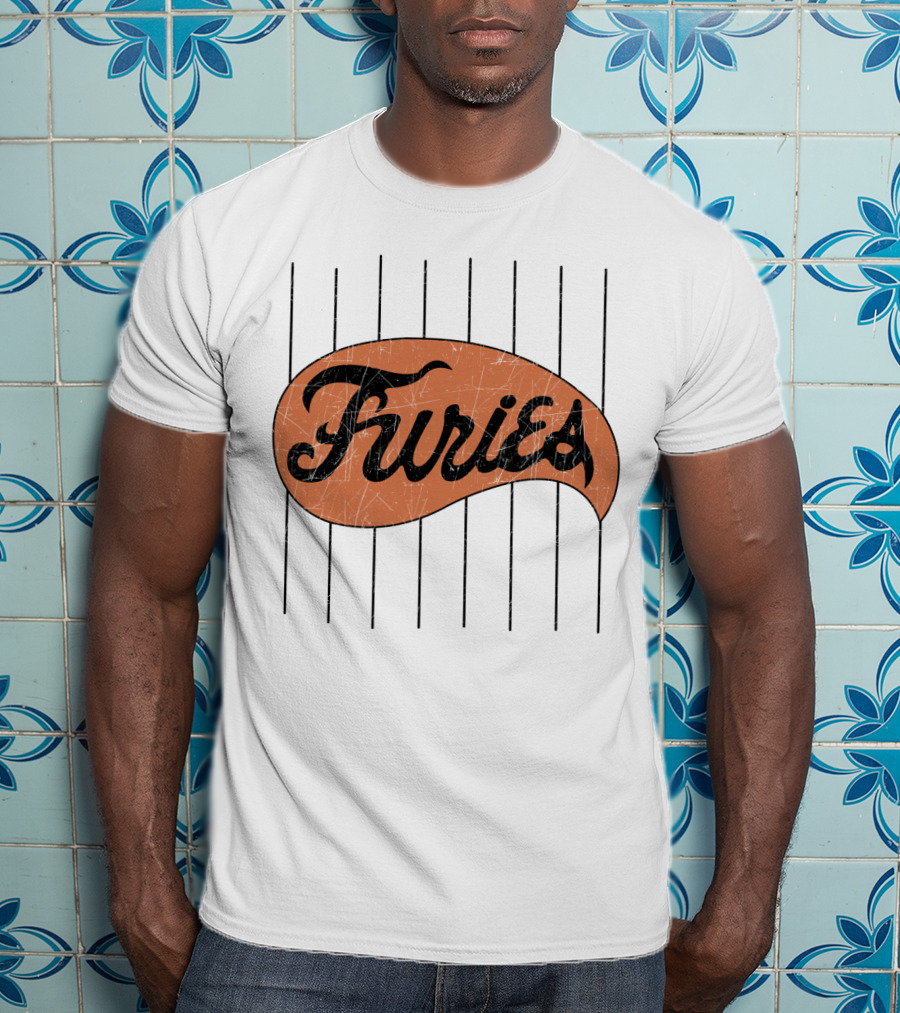 Furies Retro Baseball Style Text With Vertical Stripes T-Shirt