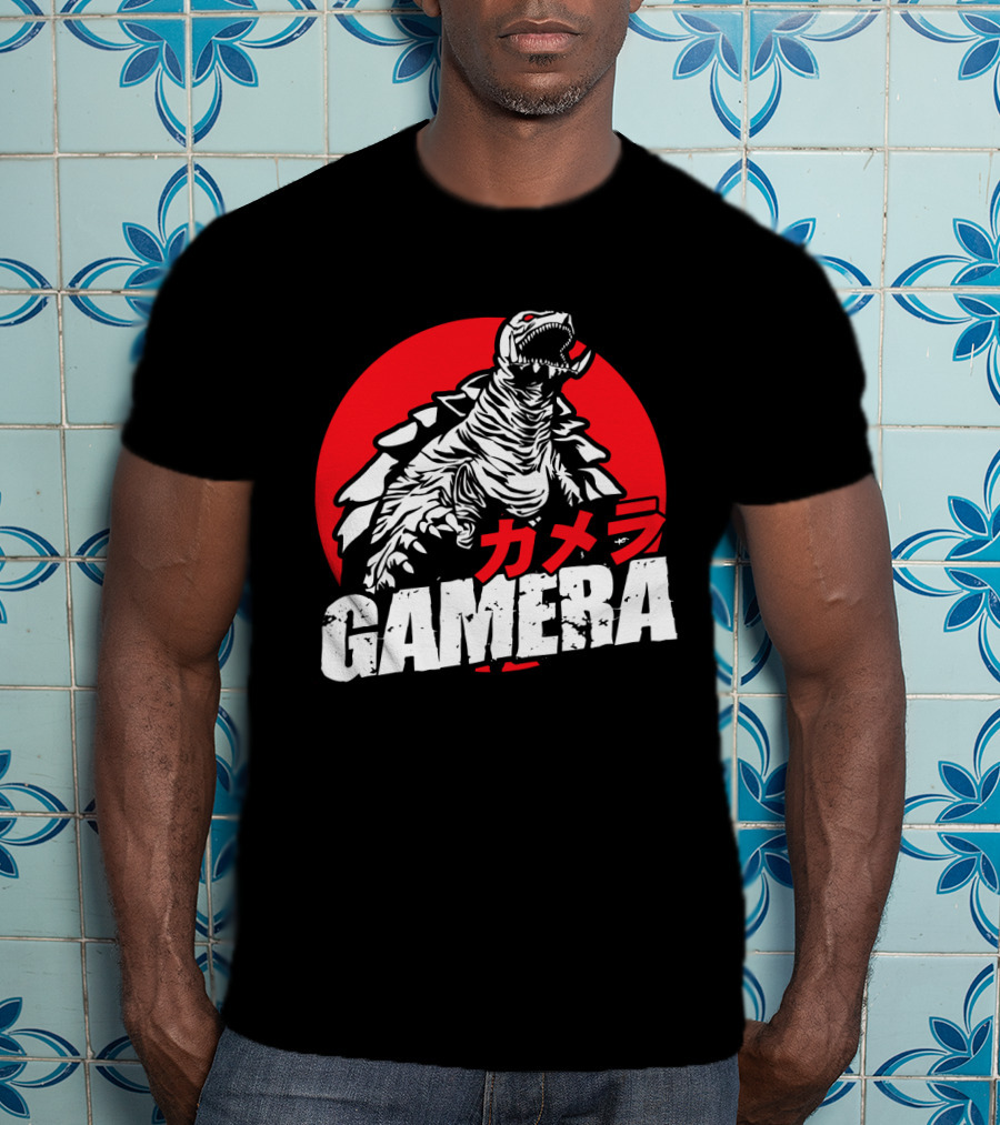 GAMERA Flying Turtle Kaiju Red Circle Background T-Shirt