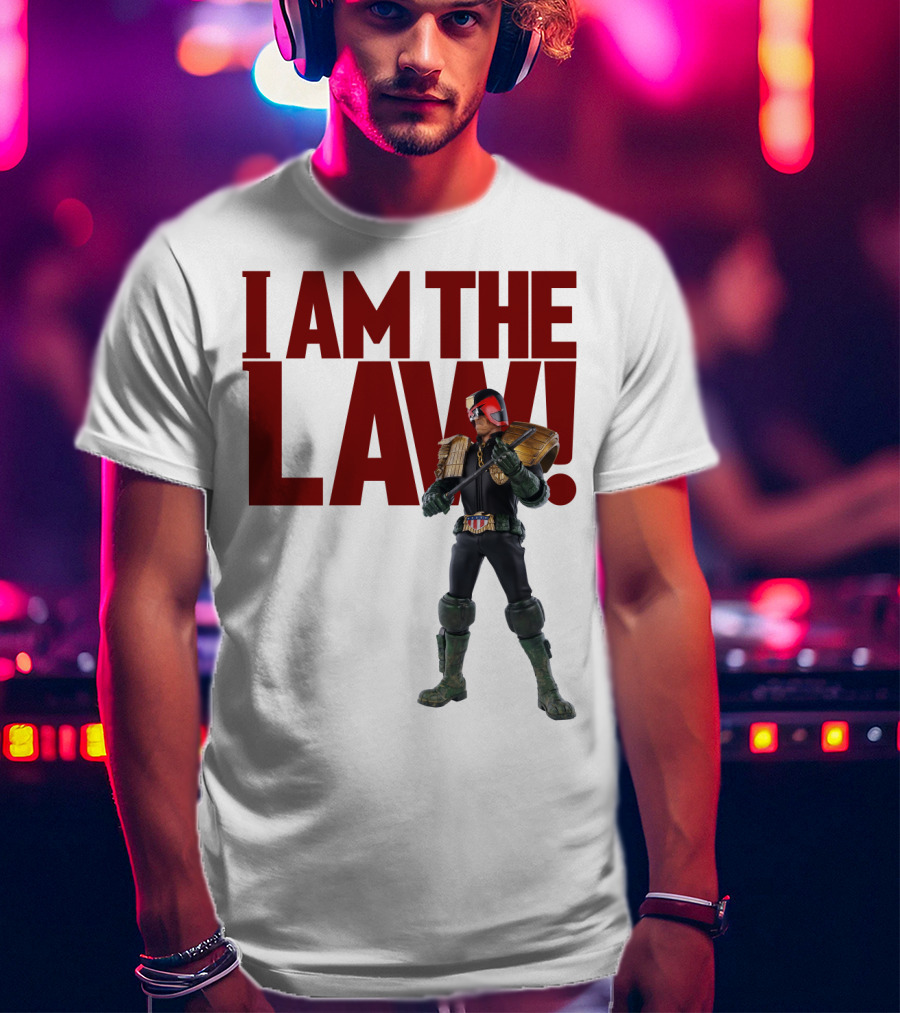Judge Dredd I Am The Law Action Figure Stance T-Shirt