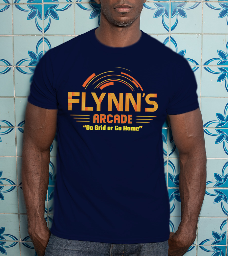 Flynn's Arcade Go Grid Or Go Home Retro Gaming T-Shirt