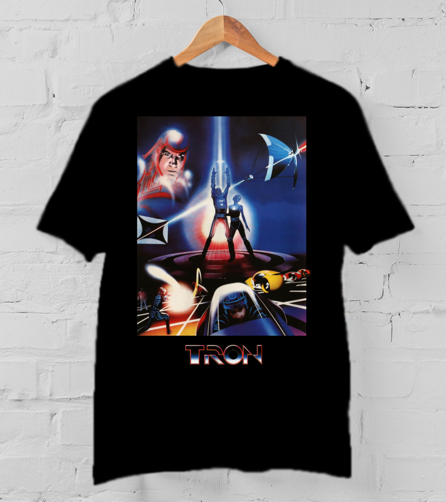 TRON Movie Artwork With Iconic Light Cycle And Disc Battle T-Shirt
