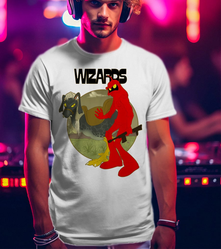 Wizards Animation Character With Red Humanoid And Armed Bird T-Shirt