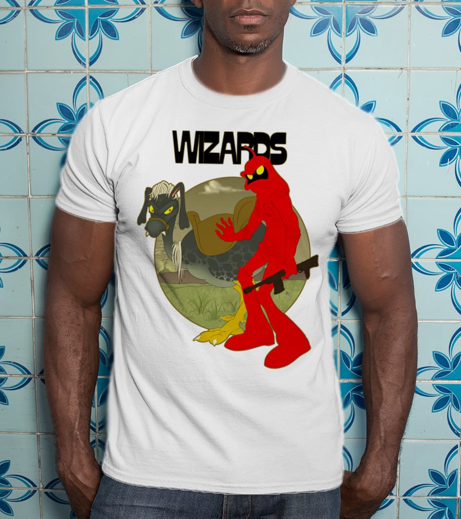 Wizards Animation Character With Red Humanoid And Armed Bird T-Shirt