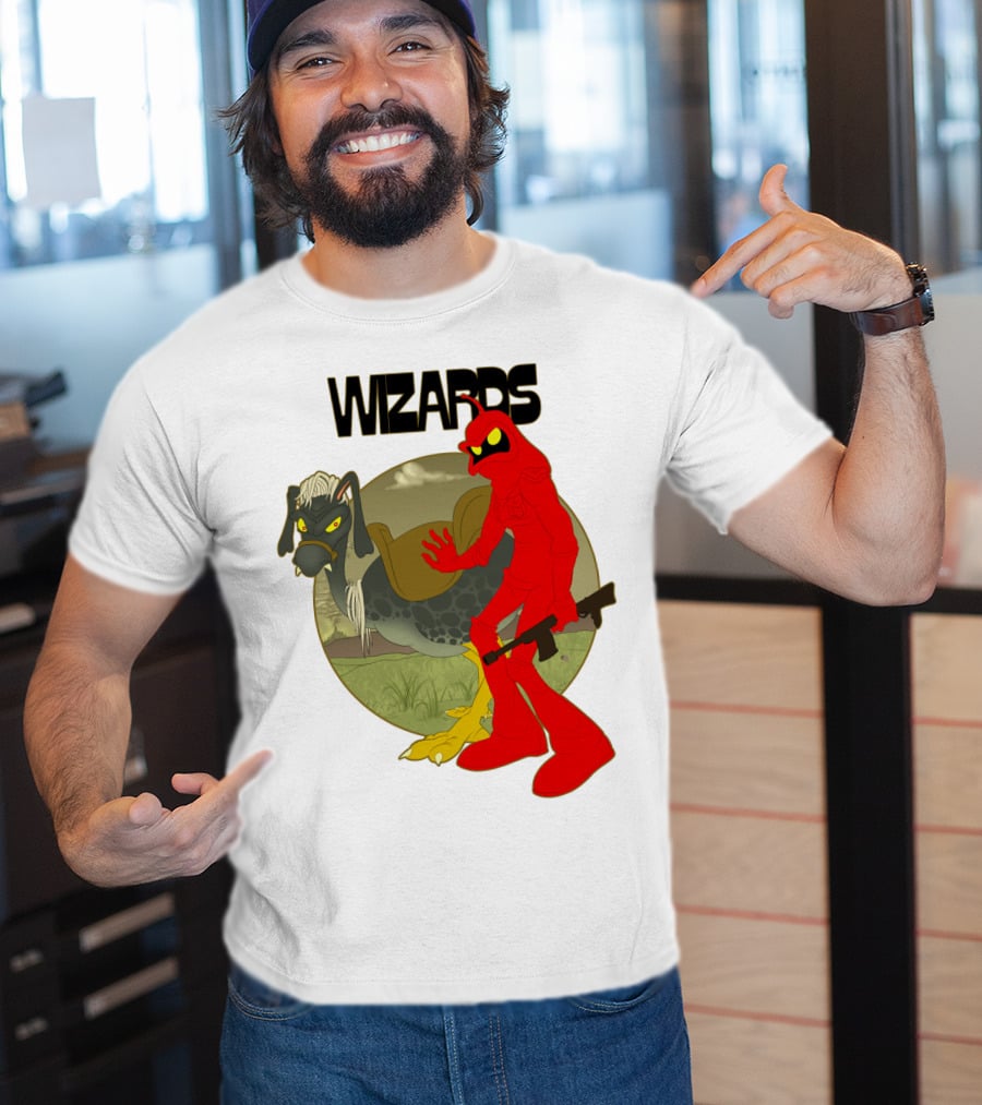 Wizards Animation Character With Red Humanoid And Armed Bird T-Shirt