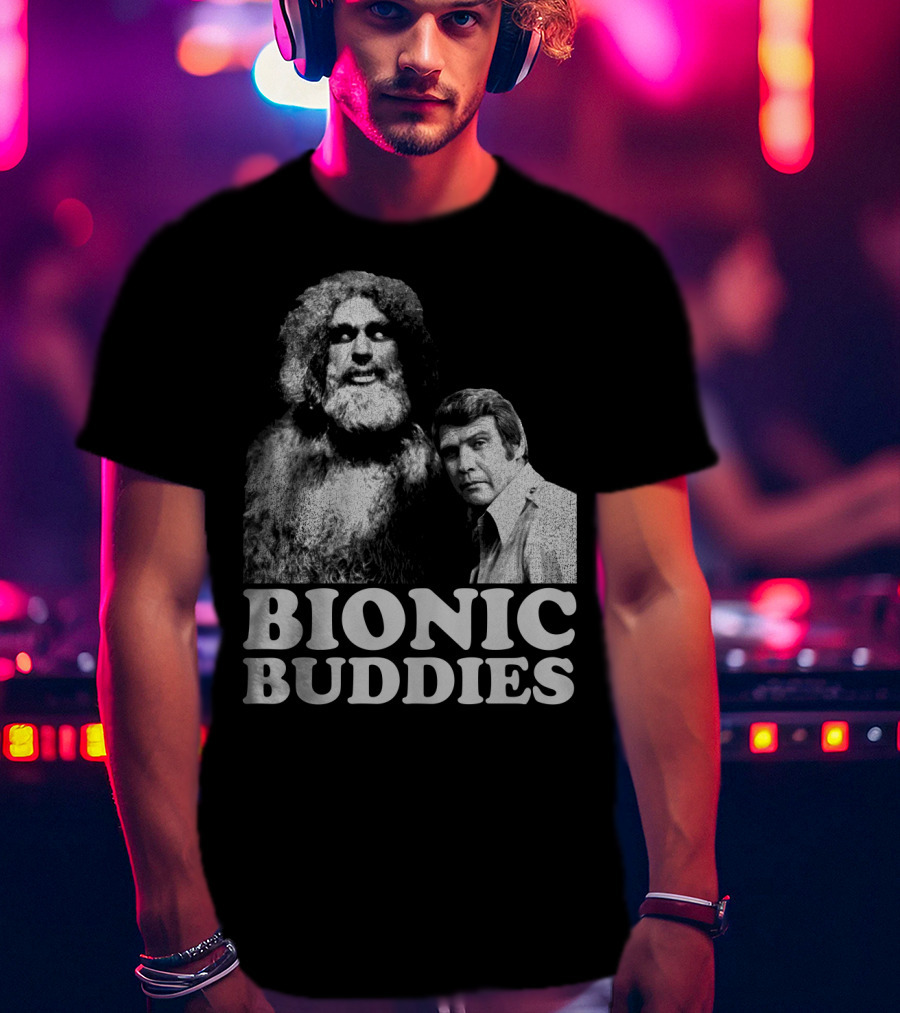 Six Million Dollar Man Bionic Buddies Retro TV Show Iconic Duo T-Shirt
