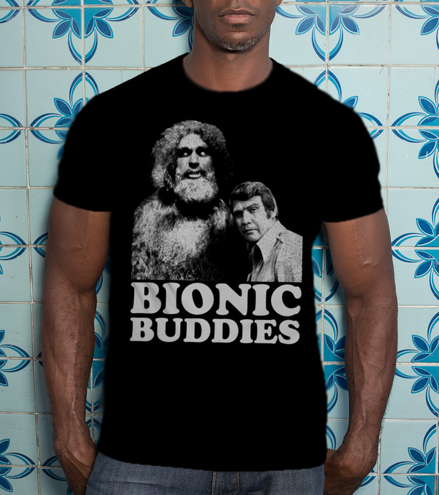 Six Million Dollar Man Bionic Buddies Retro TV Show Iconic Duo T-Shirt