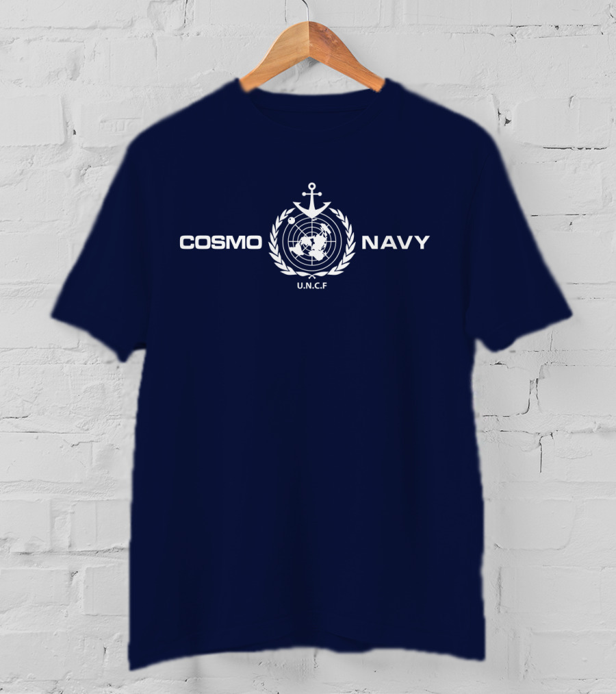 COSMO NAVY U.N.C.F Anchor Emblem On Dark Blue T-Shirt