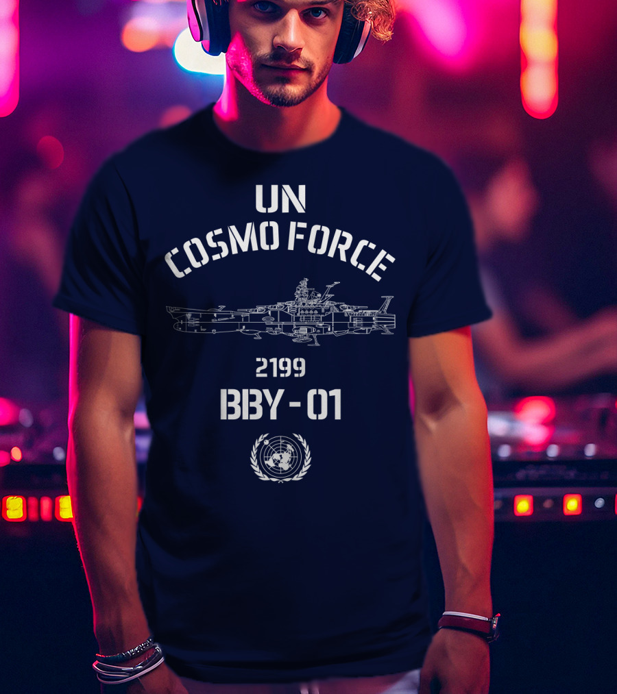 UN Cosmo Force 2199 BBY-01 Spaceship Blueprint T-Shirt