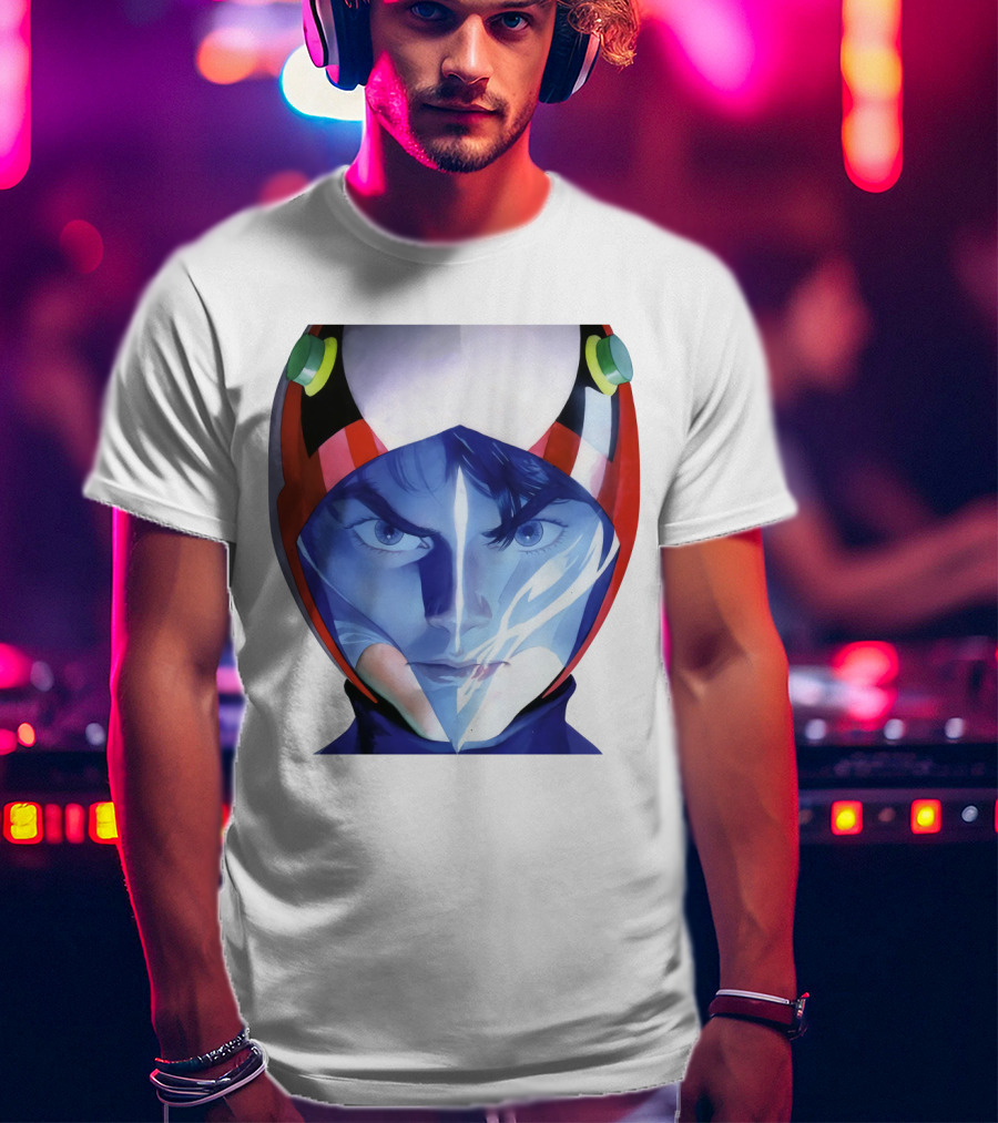 Battle Of The Planets GuideBook Helmet Face Close-Up T-Shirt