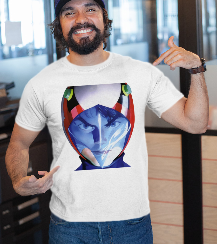 Battle Of The Planets GuideBook Helmet Face Close-Up T-Shirt
