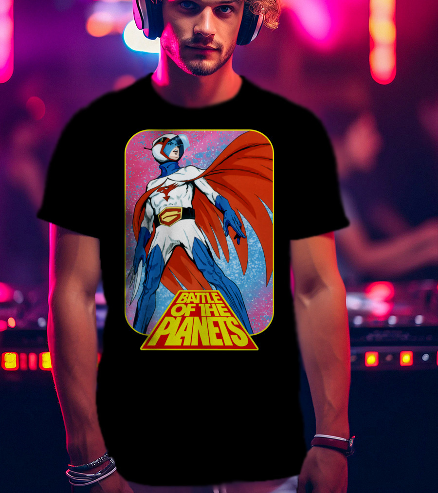 Battle Of The Planets G-Force Heroic Stance In Space Background T-Shirt
