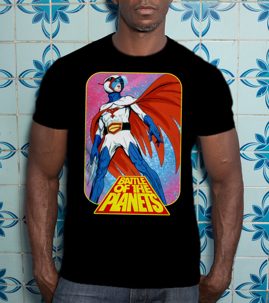 Battle Of The Planets G-Force Heroic Stance In Space Background T-Shirt