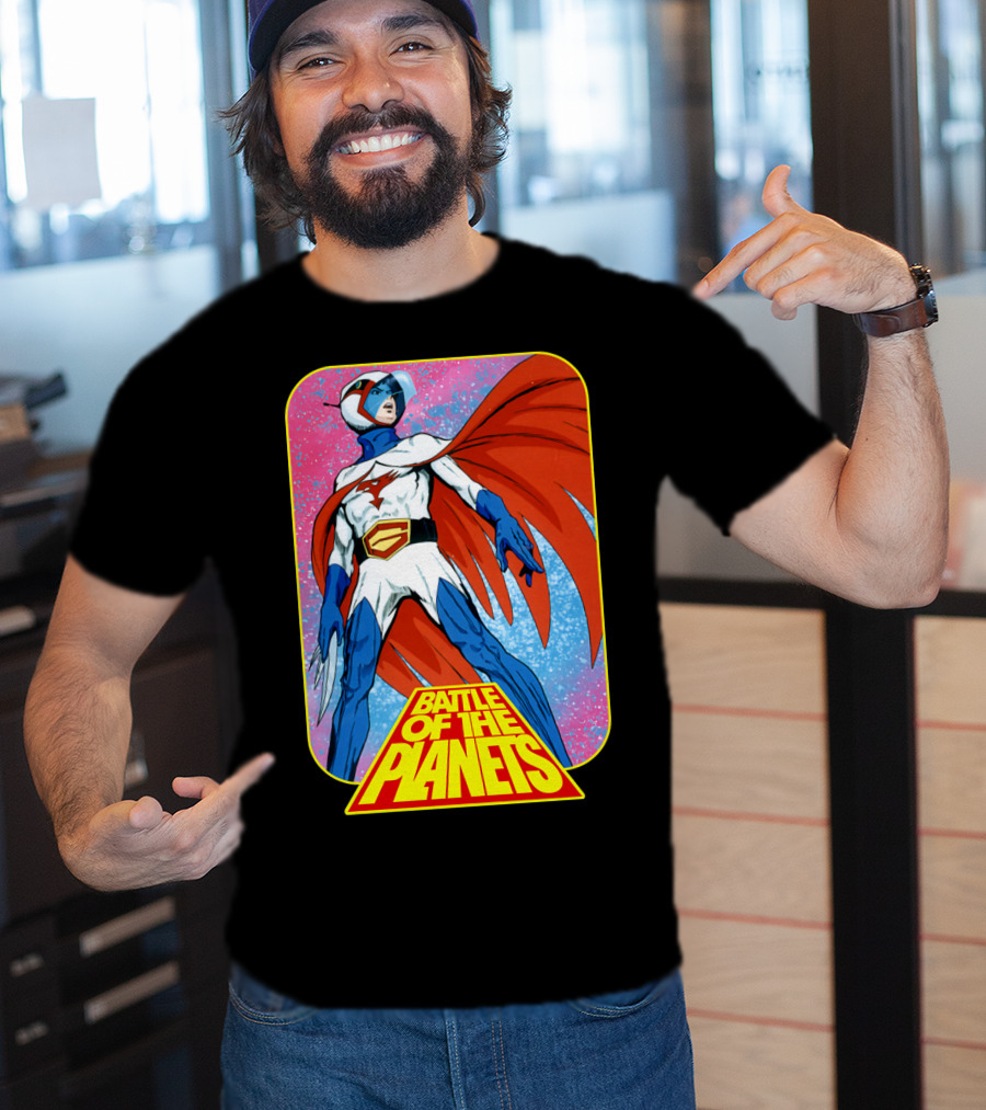 Battle Of The Planets G-Force Heroic Stance In Space Background T-Shirt