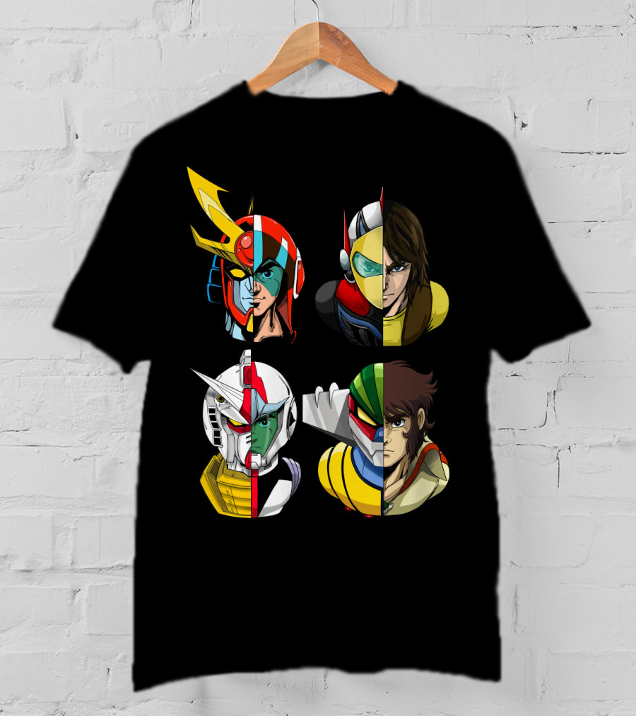 Duke Fleed Jeeg Gundam Daitarn Iconic Mecha Heroes Fusion T-Shirt