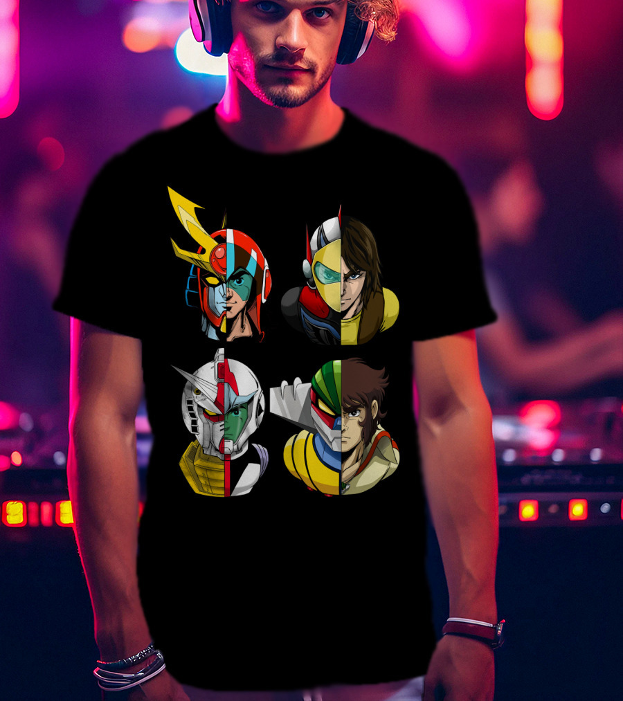 Duke Fleed Jeeg Gundam Daitarn Iconic Mecha Heroes Fusion T-Shirt