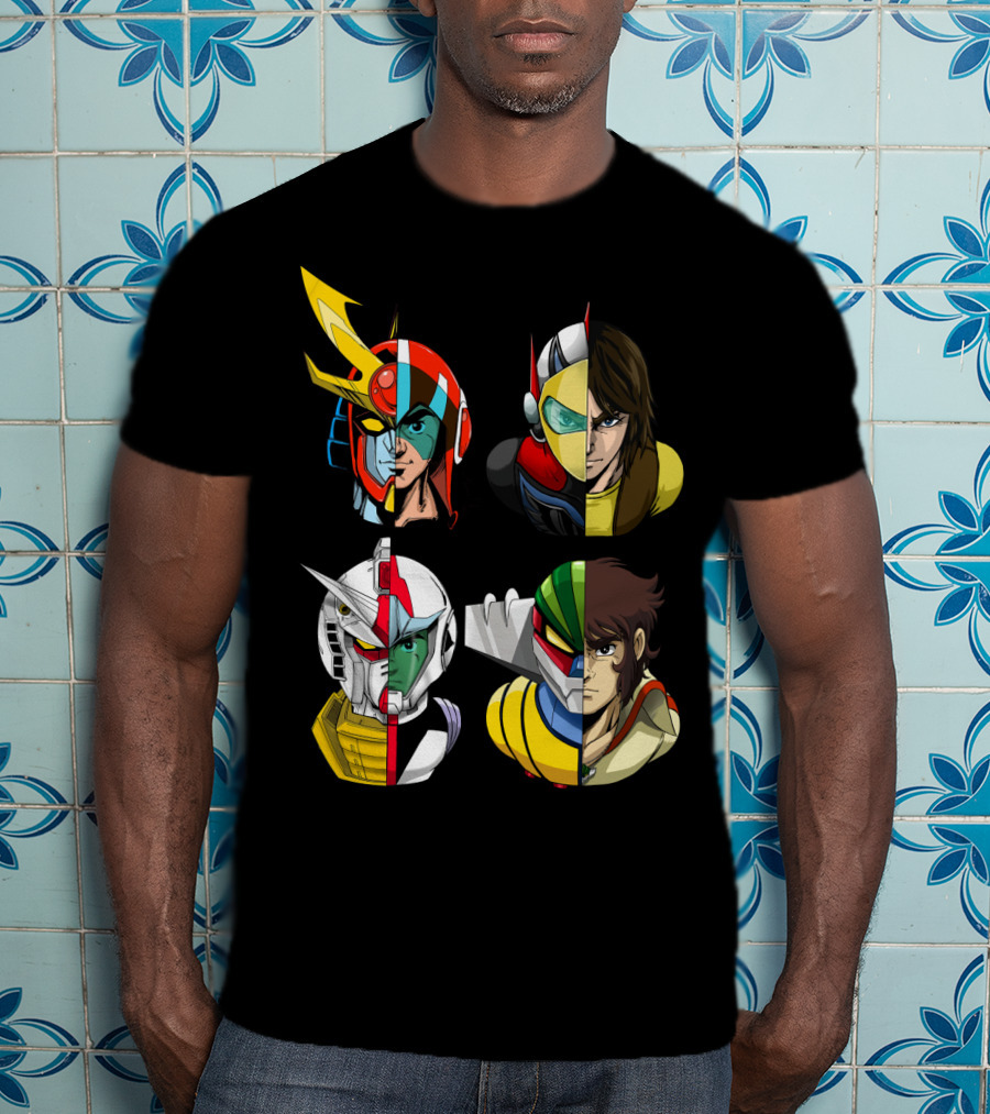 Duke Fleed Jeeg Gundam Daitarn Iconic Mecha Heroes Fusion T-Shirt