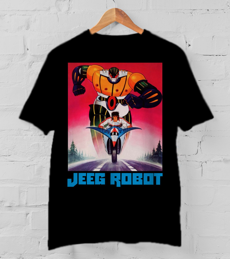 Jeeg Robot Anime Character With Motorcycle Racing T-Shirt