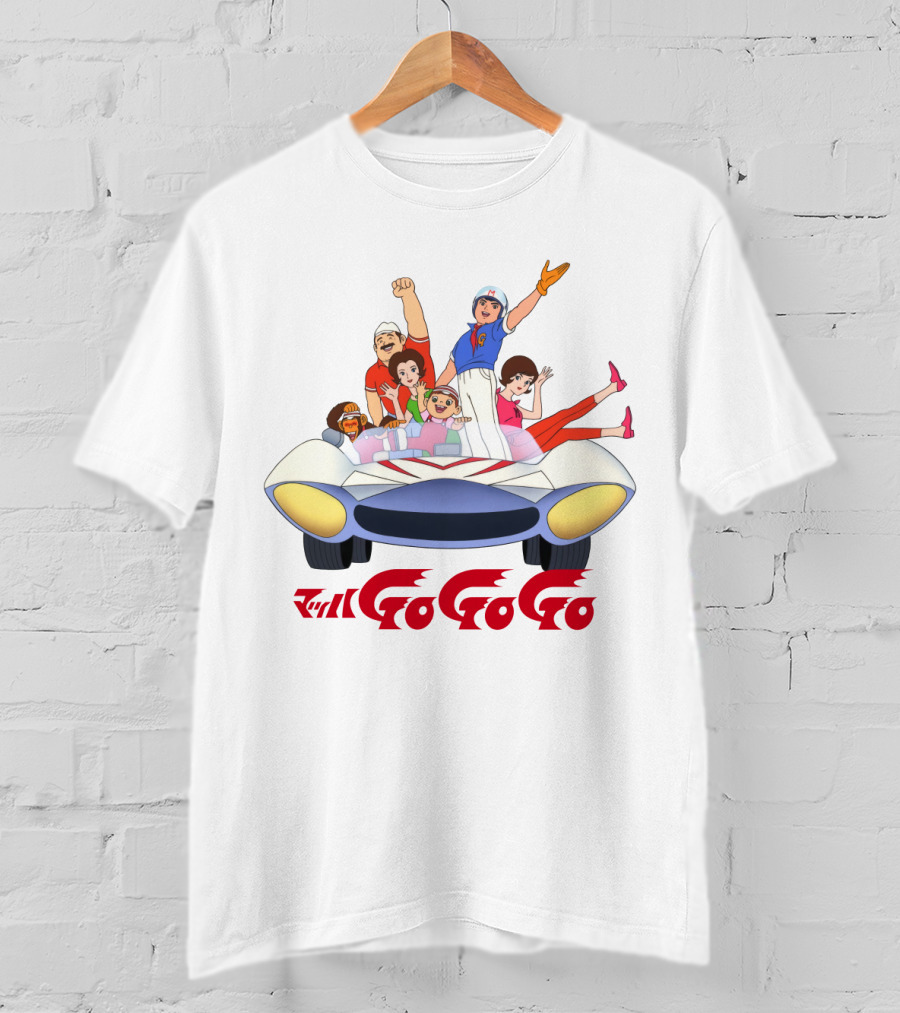 Mach GoGoGo Anime Group In Classic Racing Car T-Shirt