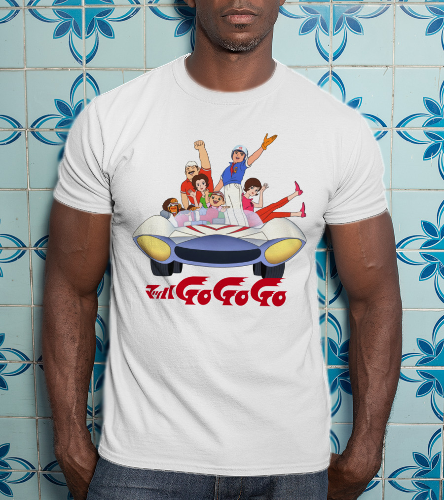 Mach GoGoGo Anime Group In Classic Racing Car T-Shirt