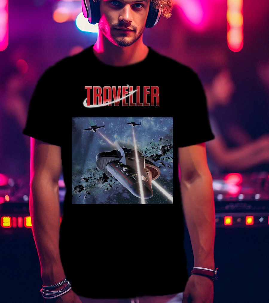 Traveller Space Adventure Cosmic Battle Scene T-Shirt