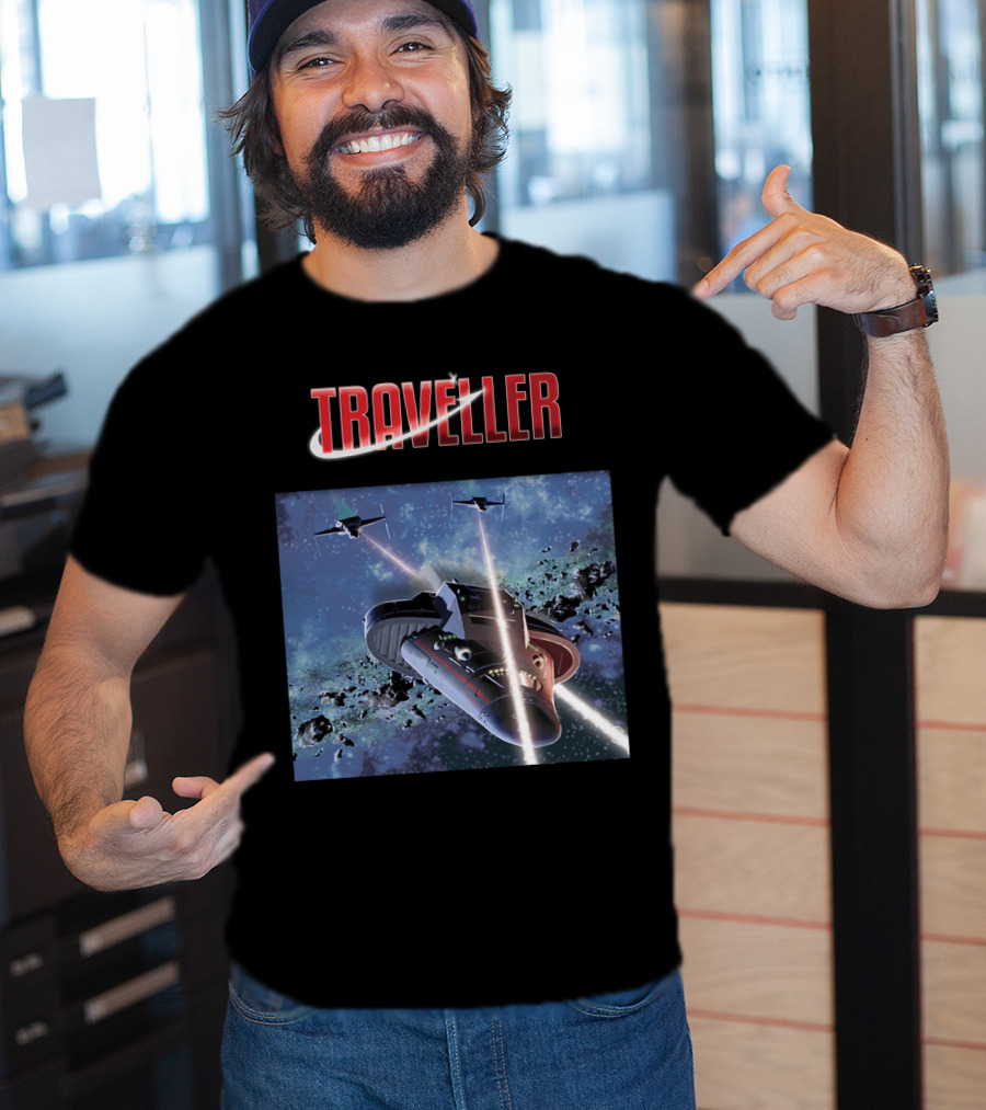 Traveller Space Adventure Cosmic Battle Scene T-Shirt
