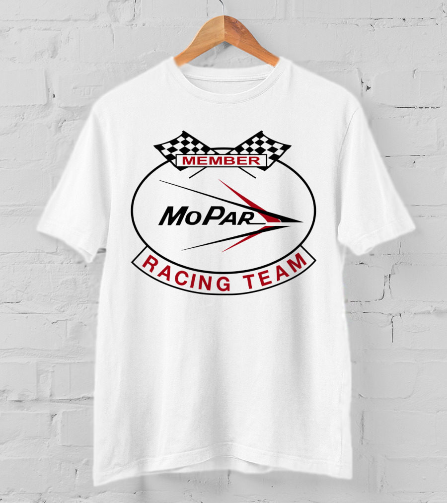 Member Mopar Racing Team Logo With Checkered Flags T-Shirt