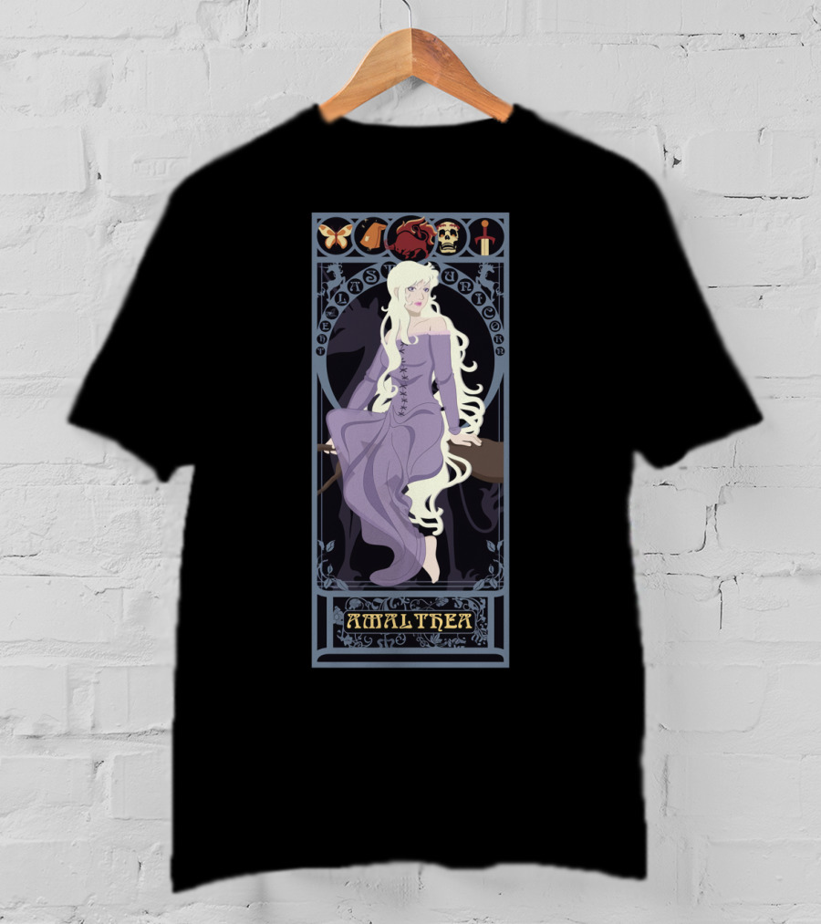 Amalthea The Last Unicorn Fantasy Vintage Style Art Nouveau T-Shirt