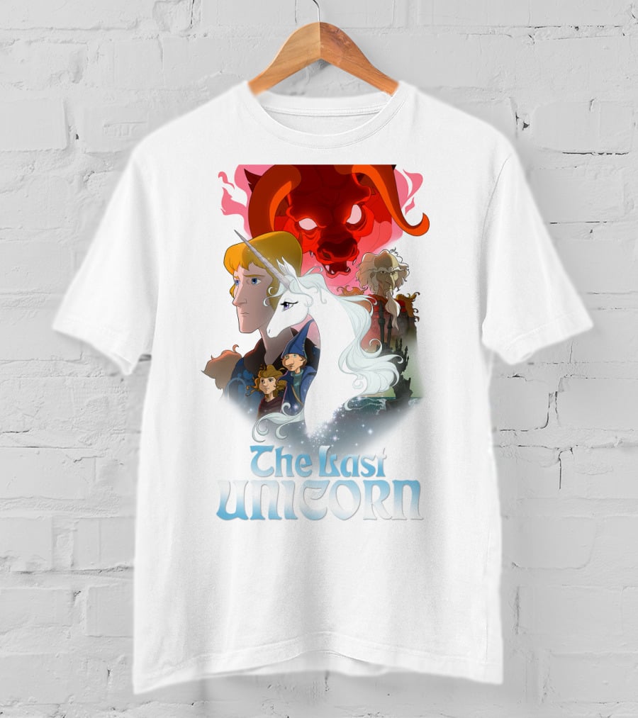 The Last Unicorn Animated Fantasy Characters And Red Bull Face T-Shirt