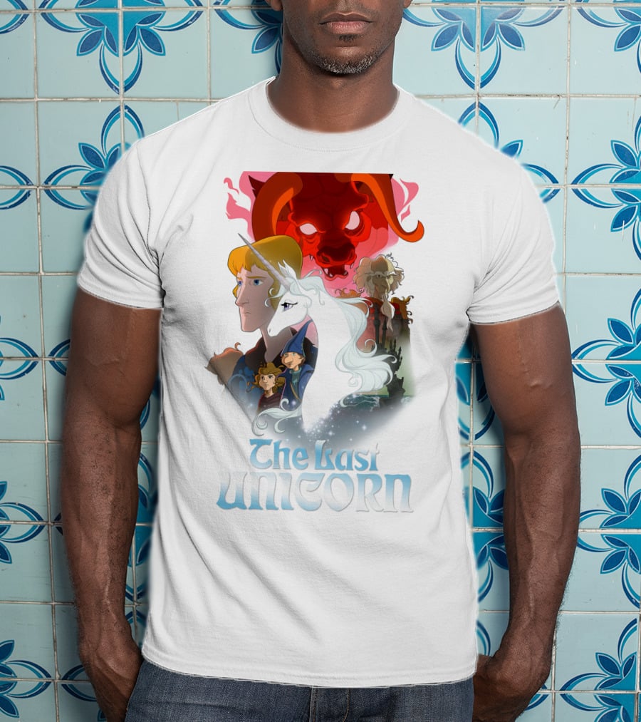 The Last Unicorn Animated Fantasy Characters And Red Bull Face T-Shirt