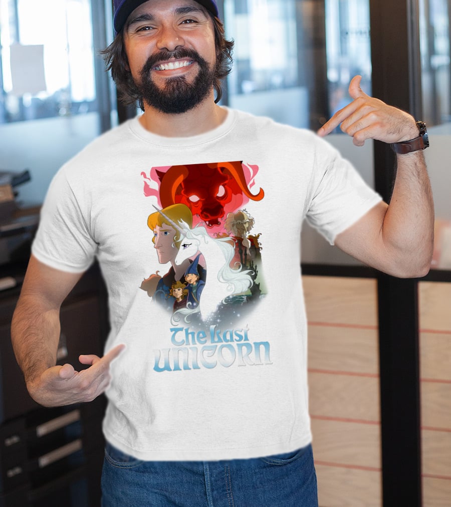The Last Unicorn Animated Fantasy Characters And Red Bull Face T-Shirt