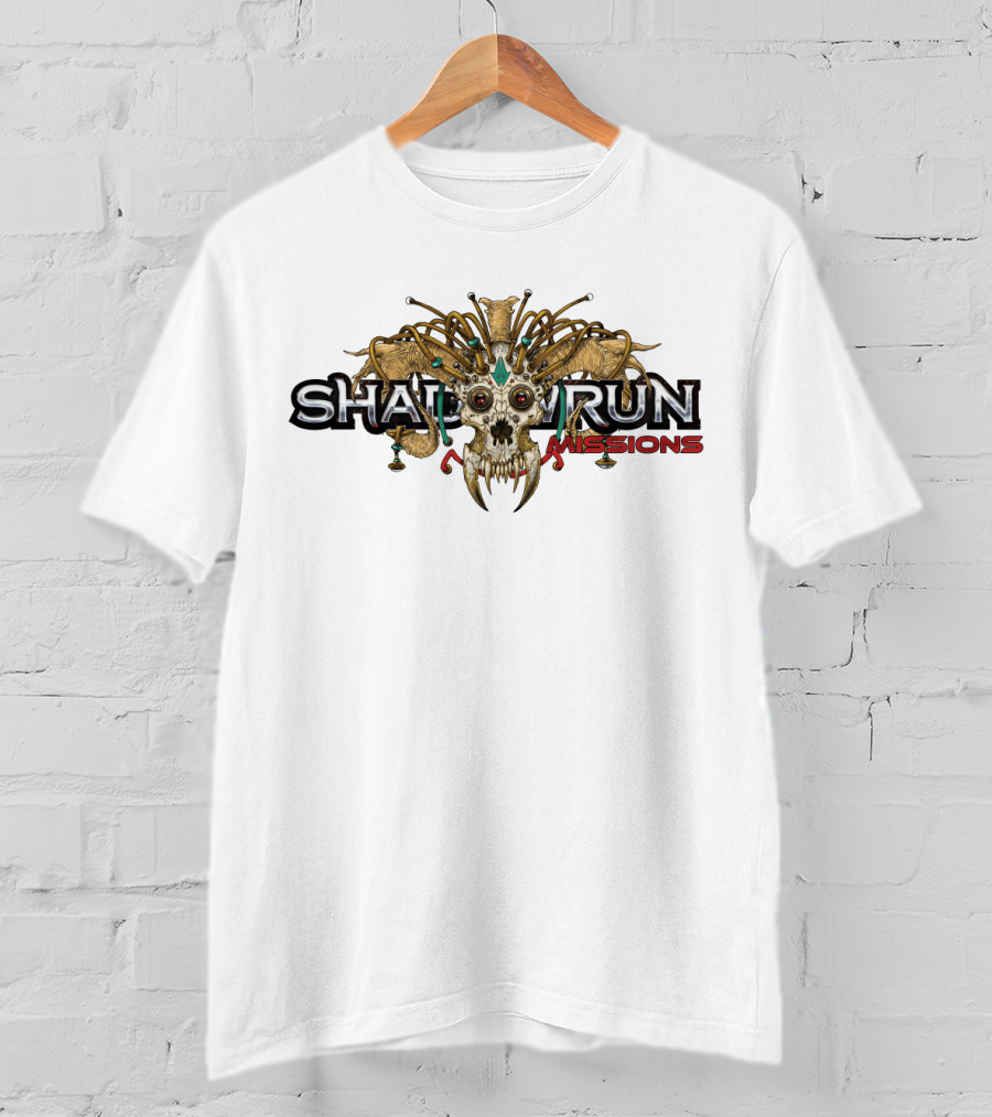 Shadowrun Missions Skull With Horns And Jewels T-Shirt