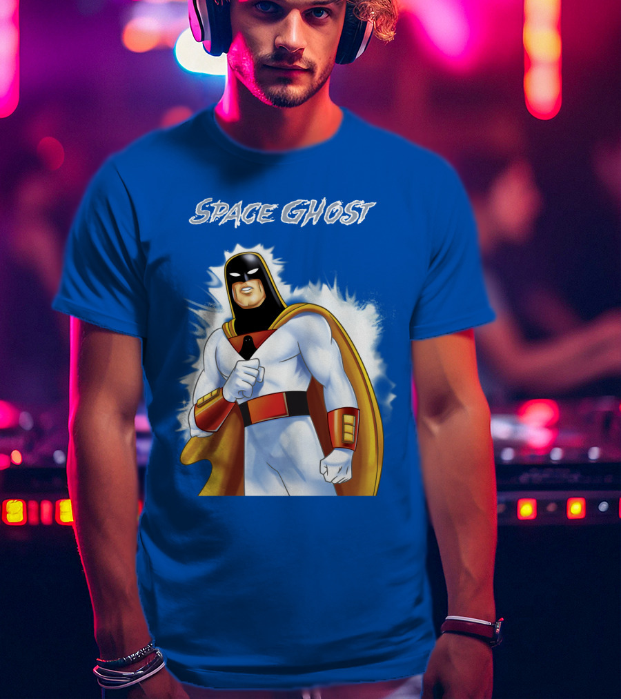 Space Ghost Classic Character With Dynamic Pose And Iconic Heroic T-Shirt