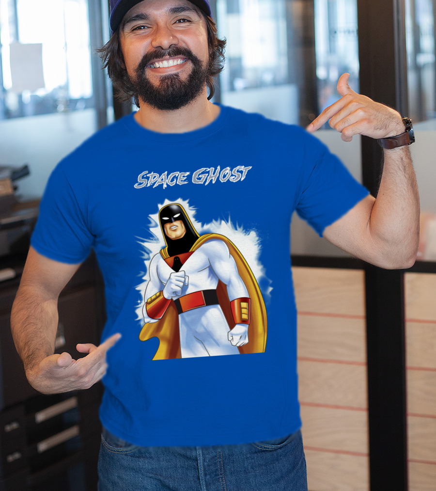 Space Ghost Classic Character With Dynamic Pose And Iconic Heroic T-Shirt