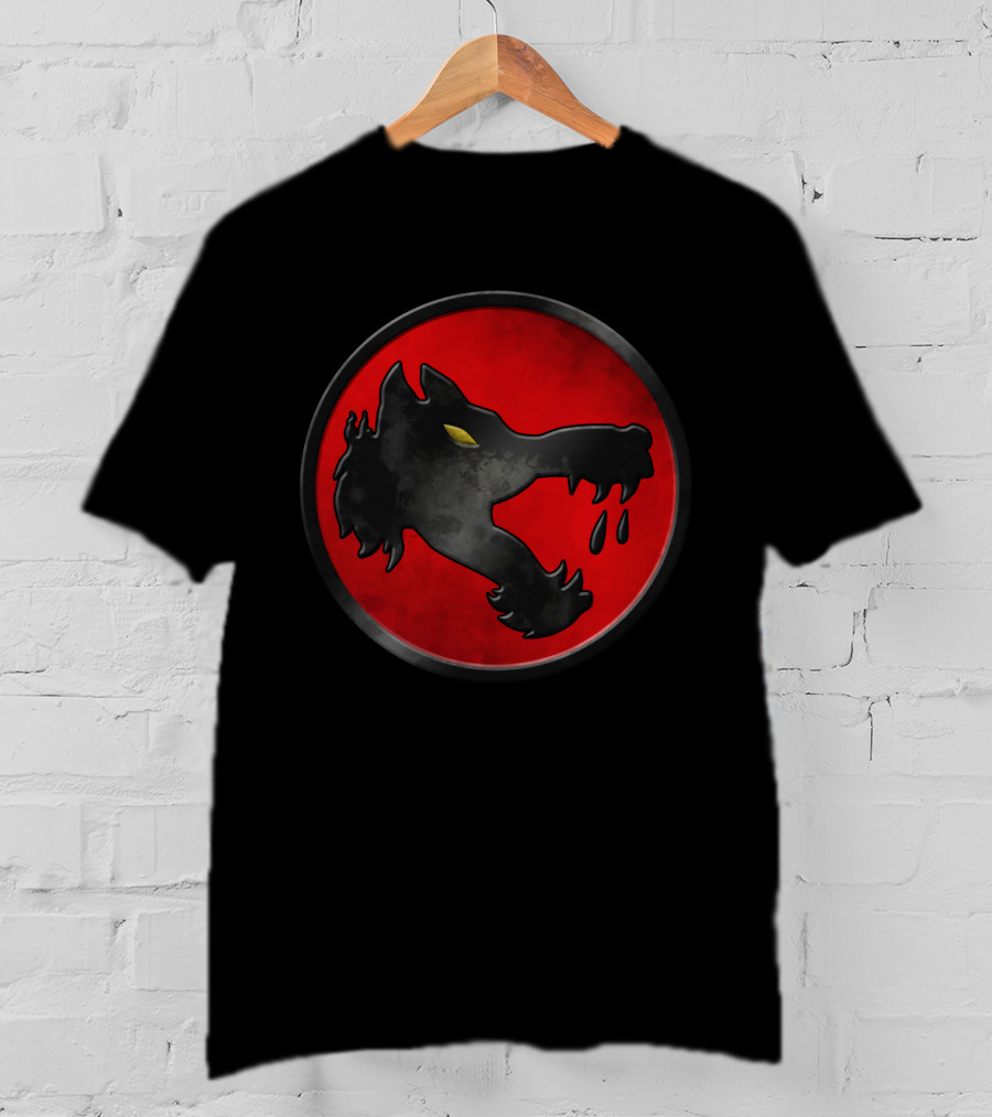 Wolf's Dragoons Red Circle Emblem With Black Wolf Head T-Shirt