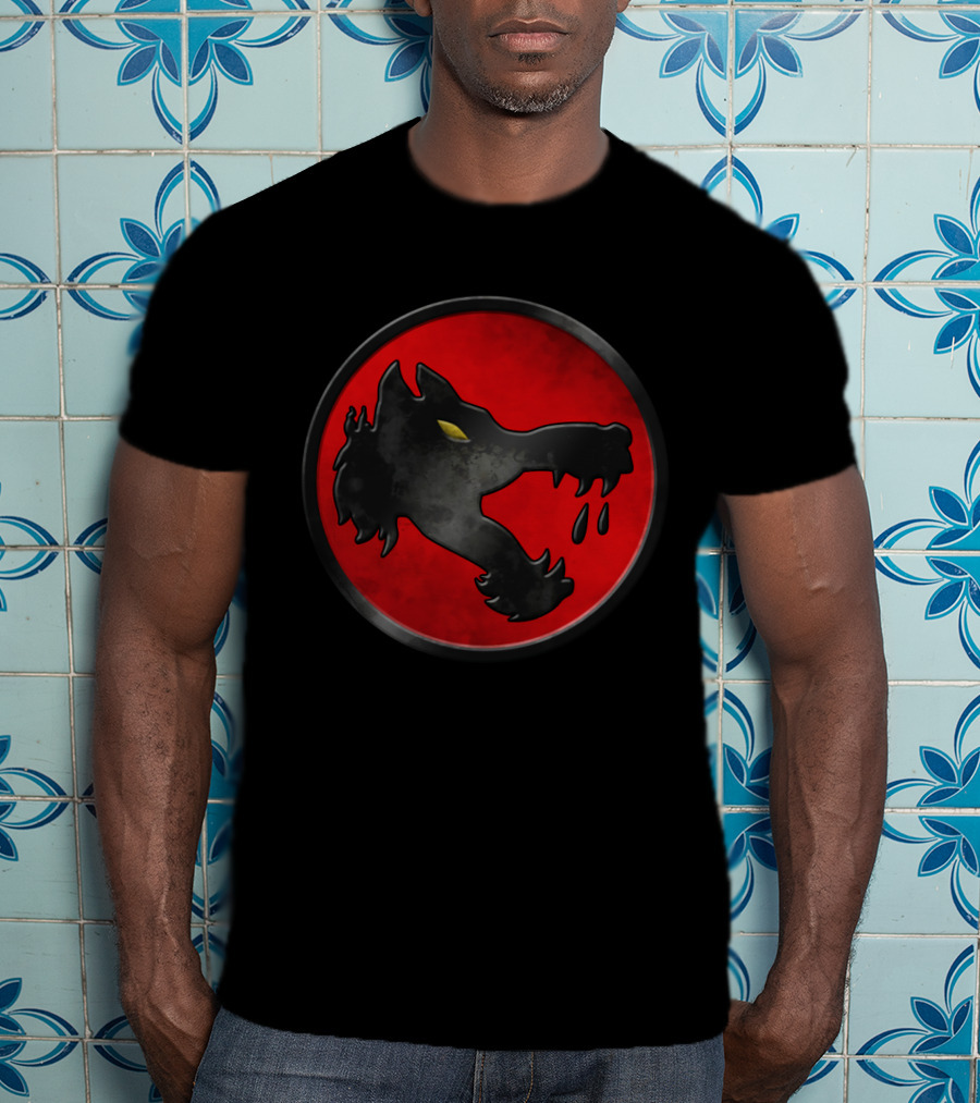 Wolf's Dragoons Red Circle Emblem With Black Wolf Head T-Shirt