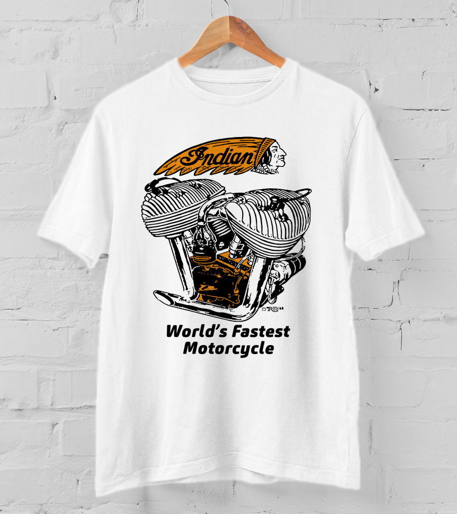 Indian World's Fastest Motorcycle Vintage Engine T-Shirt