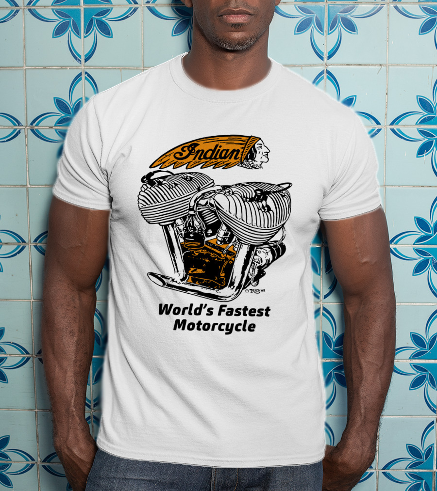 Indian World's Fastest Motorcycle Vintage Engine T-Shirt