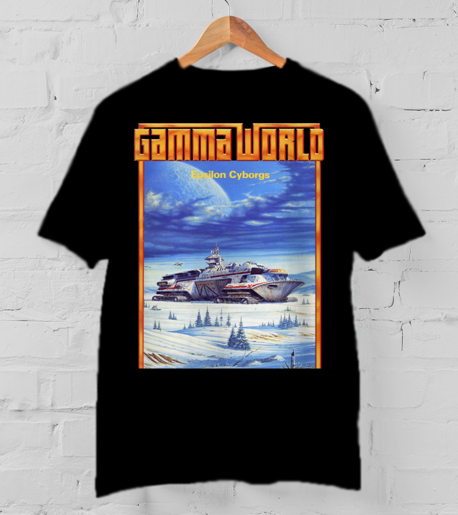 Gamma World Epsilon Cyborgs Snowy Landscape Spaceship Adventure T-Shirt