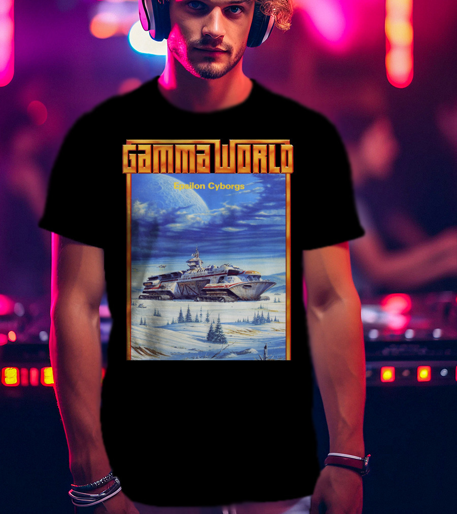 Gamma World Epsilon Cyborgs Snowy Landscape Spaceship Adventure T-Shirt