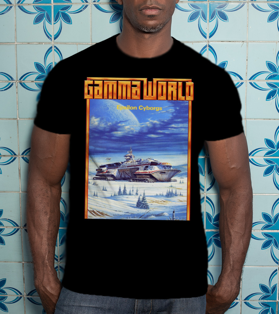 Gamma World Epsilon Cyborgs Snowy Landscape Spaceship Adventure T-Shirt