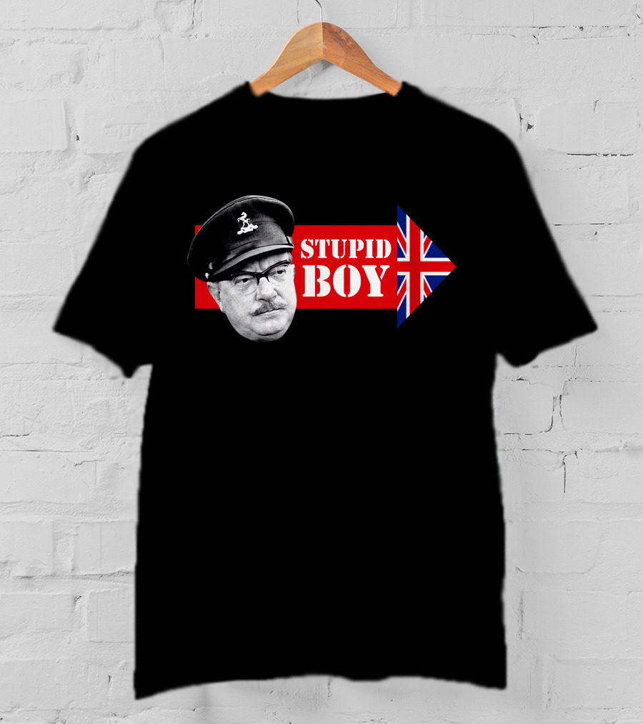 Dad's Army Stupid Boy British Flag Arrow T-Shirt