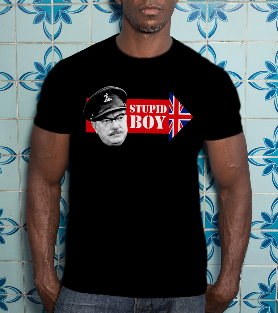 Dad's Army Stupid Boy British Flag Arrow T-Shirt