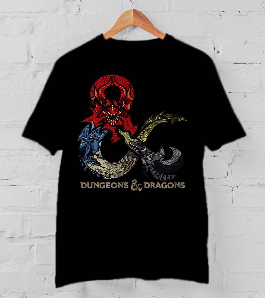 Dungeons And Dragons Ampersand With Multi-Colored Dragons T-Shirt
