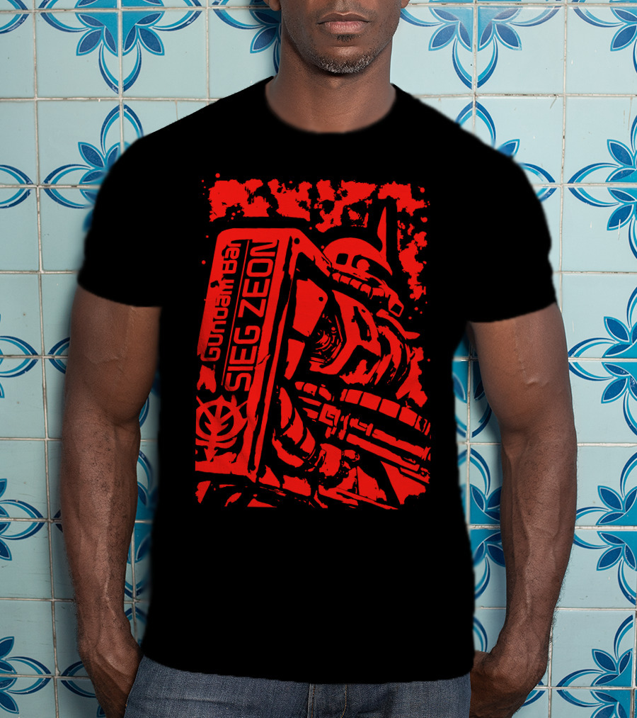 Gundam Zeon Red Mecha Design With Text Sieg Zeon T-Shirt