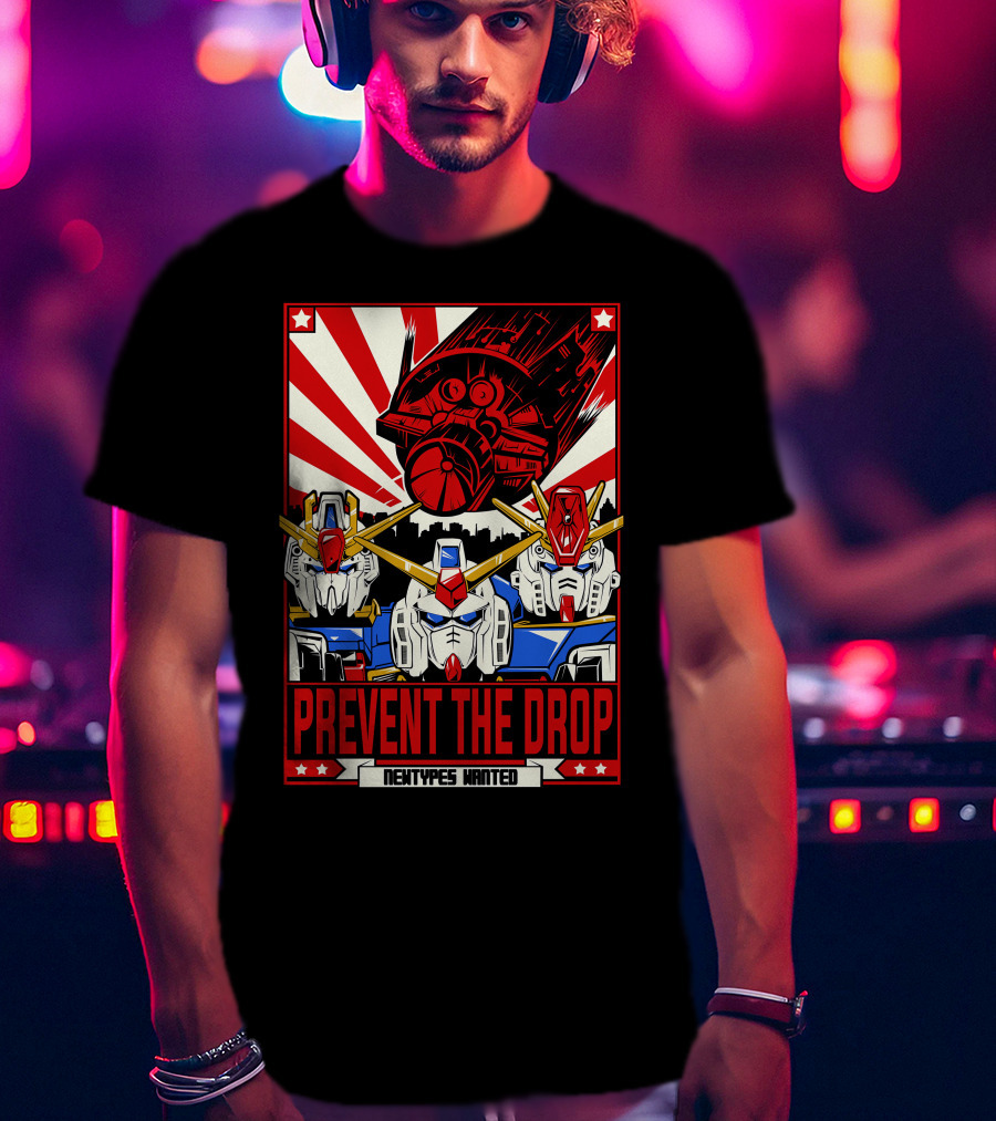 Prevent The Drop Newtypes Wanted Gundam Collaboration T-Shirt