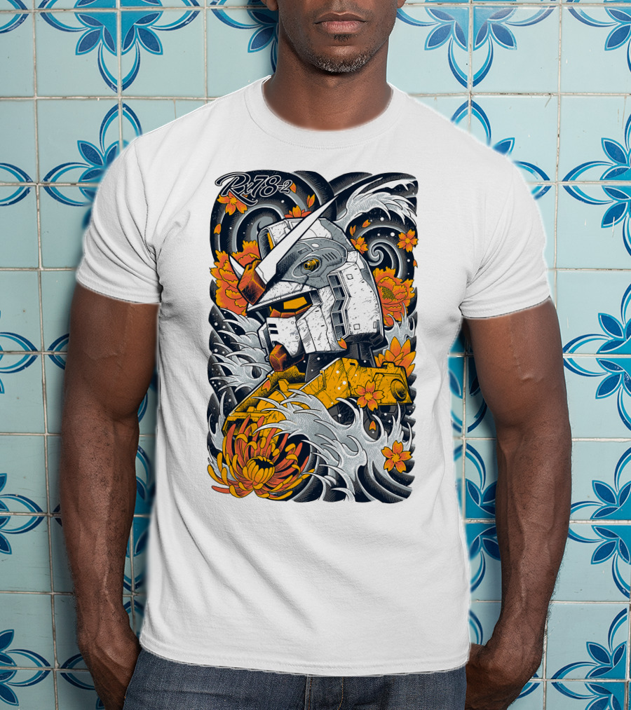 RX-78-2 Gundam Floral Waves T-Shirt