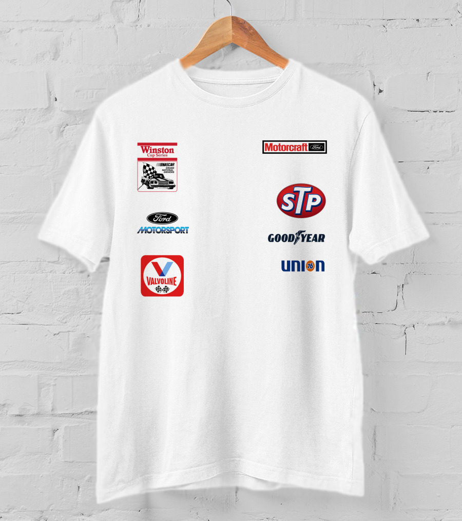 Stroker Ace White Uniform Winston Cup Series Motorcraft Ford Motorsport STP Goodyear Union 76 Valvoline T-Shirt