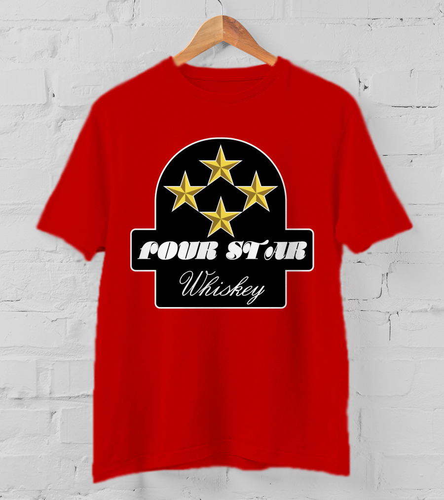 Stroker Ace Four Star Whiskey Gold Stars Emblem T-Shirt