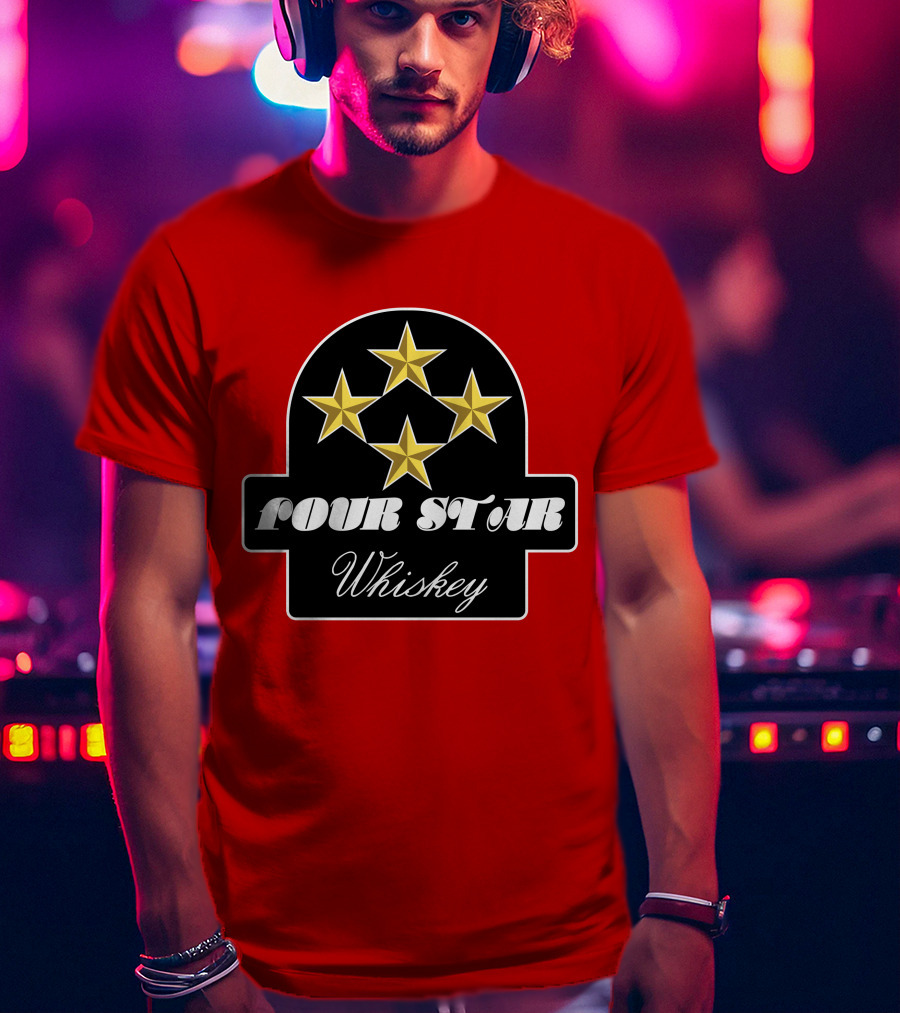 Stroker Ace Four Star Whiskey Gold Stars Emblem T-Shirt