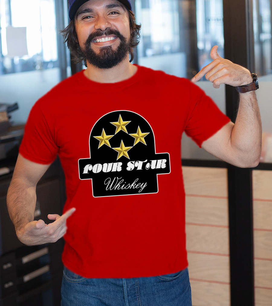 Stroker Ace Four Star Whiskey Gold Stars Emblem T-Shirt